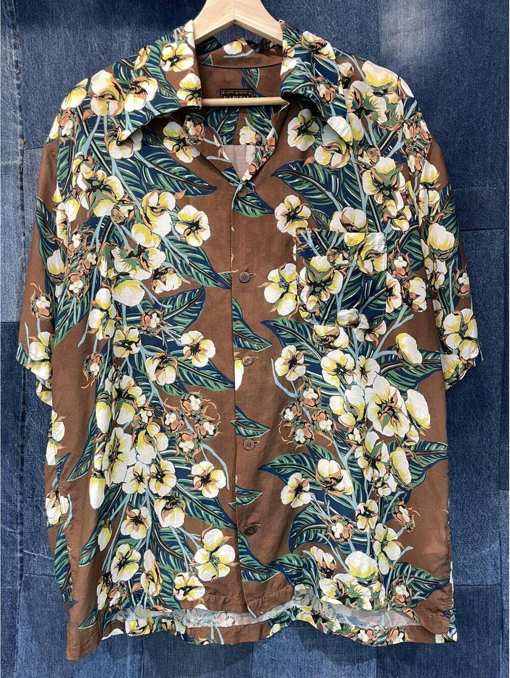 Kapital brown Hawaiian floral shirt size 4 23x29 l-xl fit